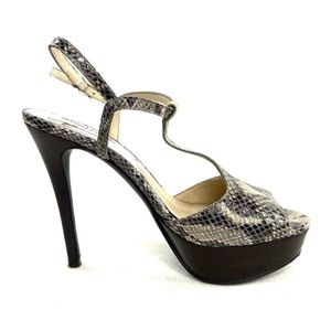 Michael Kors Felicia T-Strap Snakeskin Platform Sandal Heel